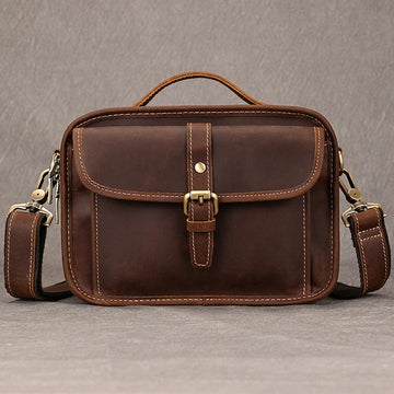 Xajzpa   Small Men's Handbag Unisex Vintage Crazy Horse Leather Messenger Bags Women Travel Shoulder Crossbody Bags Sling Bag Tote